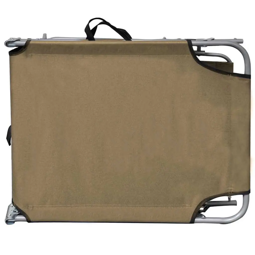 Sun Lounger Folding Chair with Canopy Adjustable Backrest Lightweight Portable Taupe