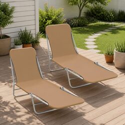 2-Piece Adjustable Sun Lounger Set for Relaxing in Style Outdoors