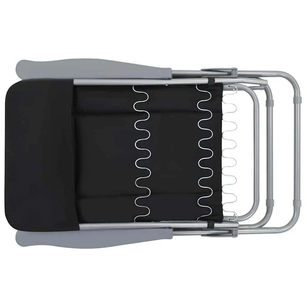 Folding Garden Chairs 2 pcs Black Steel Frame Adjustable Recline Cushions