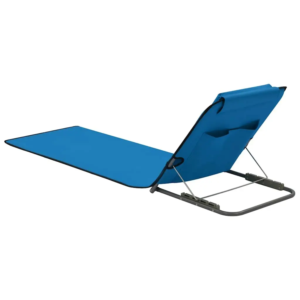 Folding Beach Lounger Set 2 pcs Adjustable Backrest Steel Frame Fabric Mat Blue