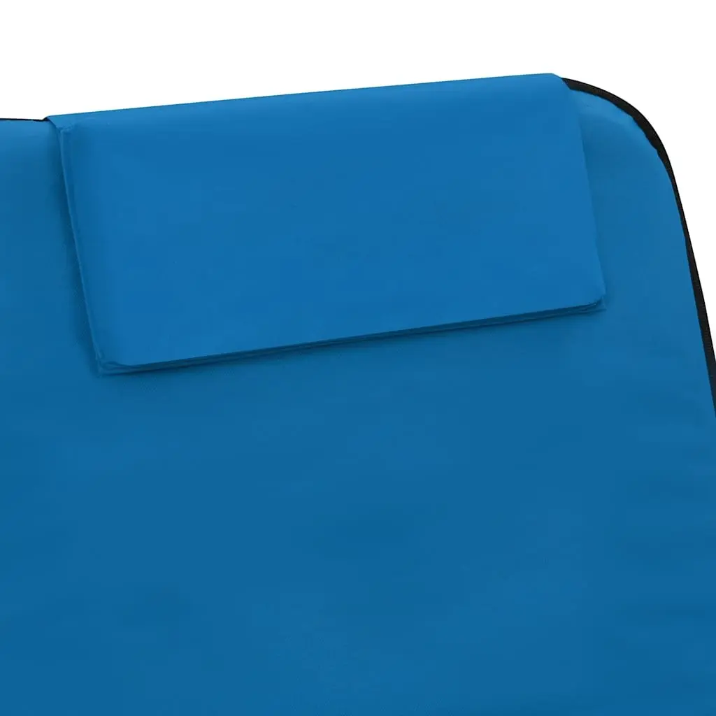 Folding Beach Lounger Set 2 pcs Adjustable Backrest Steel Frame Fabric Mat Blue
