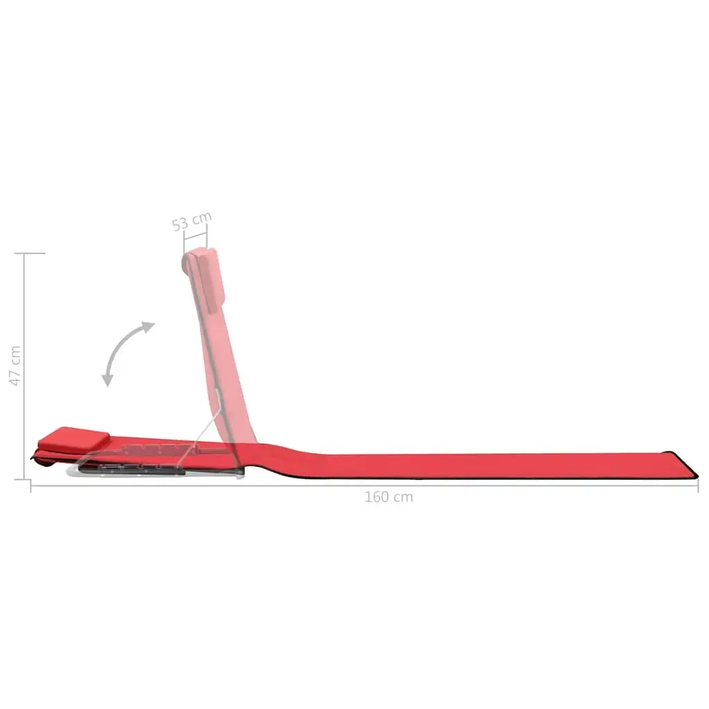 Folding Beach Chair Set 2 pcs Adjustable Backrest Steel Frame Portable Lounger