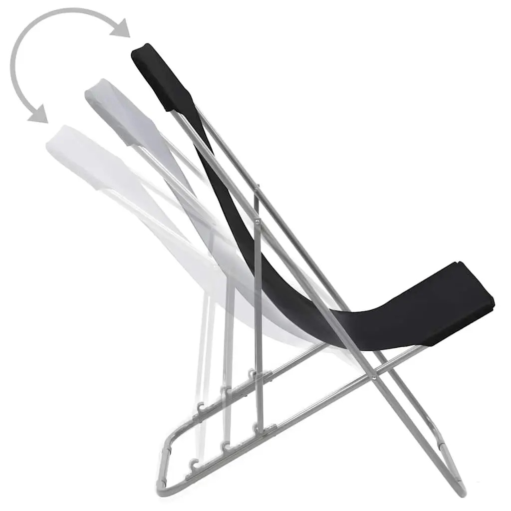 Folding Beach Chairs 2 pcs 3 Position Reclining Steel Frame Oxford Fabric Outdoor Lounger