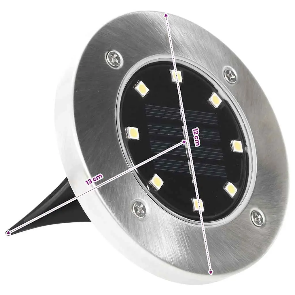 Solar Ground Lights 8 Pack LED Outdoor Garden Pathway Warm White Automatic Dusk to Dawn Operation