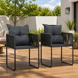 Enhance Your Patio with 2pcs Outdoor Chairs and Back Pillows