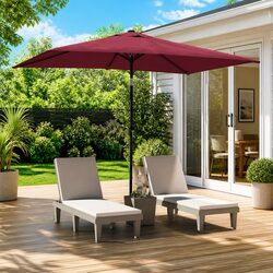 Garden Parasol Outdoor Umbrella 300x200cm Red UV Protection Shade Canopy