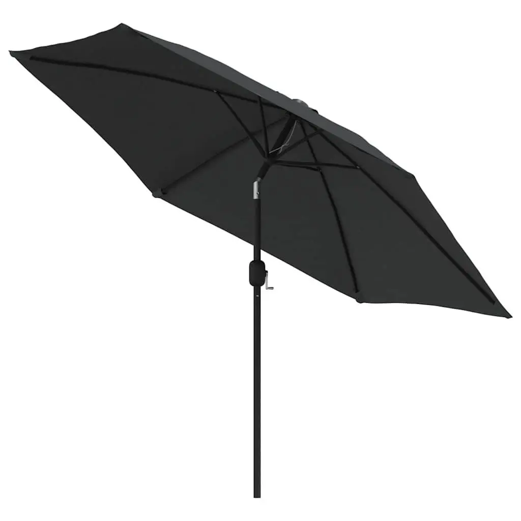 Garden Parasol 300cm with Solar LED Lights Steel Pole UV Protective Tilt Mechanism Anthracite