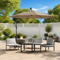 Taupe Cantilever Garden Parasol 300cm for Outdoor Spaces