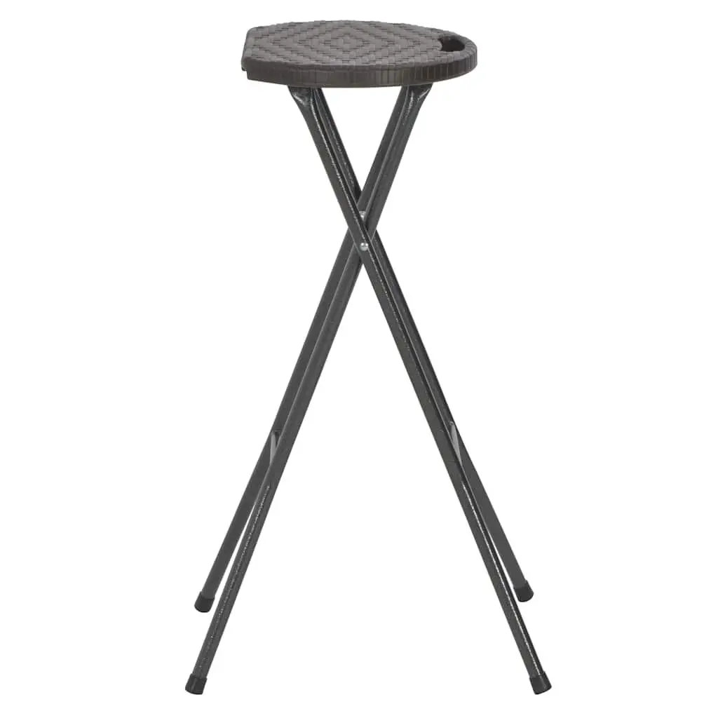 Folding Bar Stools 2 pcs Brown Rattan Look Outdoor Seating Garden Patio Chairs
