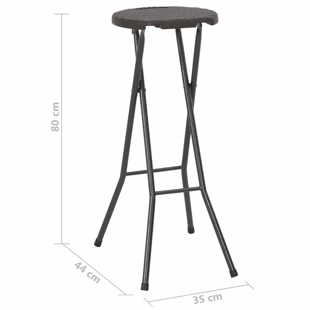Folding Bar Stools 2 pcs Brown Rattan Look Outdoor Seating Garden Patio Chairs