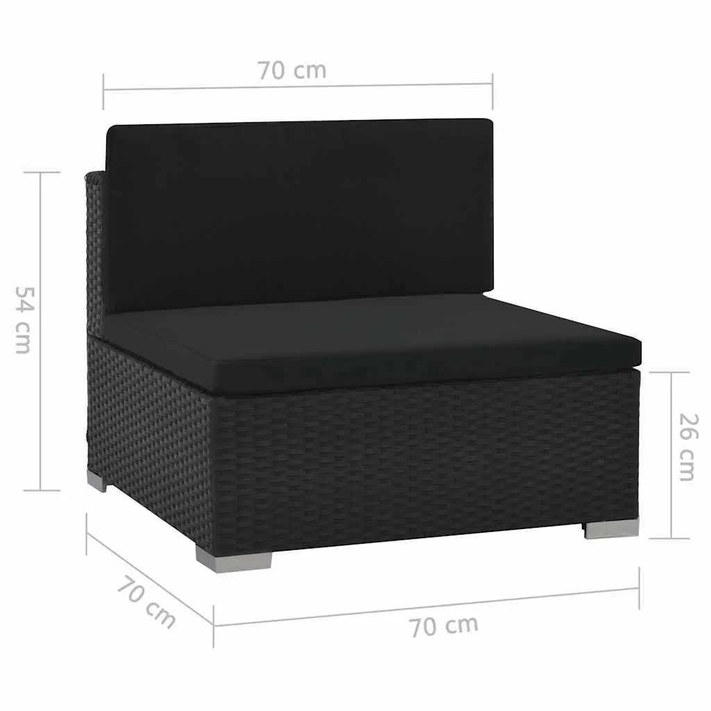 Outdoor Lounge Set 6 Piece Garden Furniture Weather-resistant PE Rattan Sofa with Cushions Black