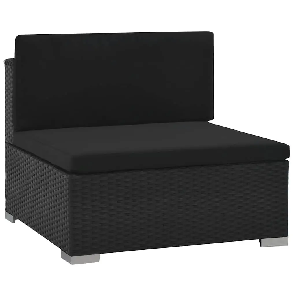 Outdoor Lounge Set 6 Piece Garden Furniture Weather-resistant PE Rattan Sofa with Cushions Black