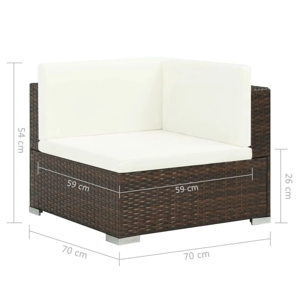 Garden Lounge Set 7 Piece Outdoor Sofa Poly Rattan with Cushions Brown Patio