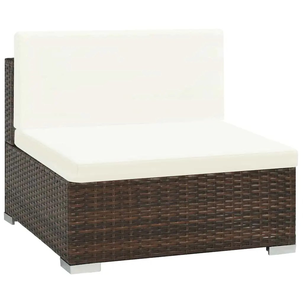 Outdoor Furniture Set 6 Piece Modular Poly Rattan Sofa with Cushions Weather Resistant Brown