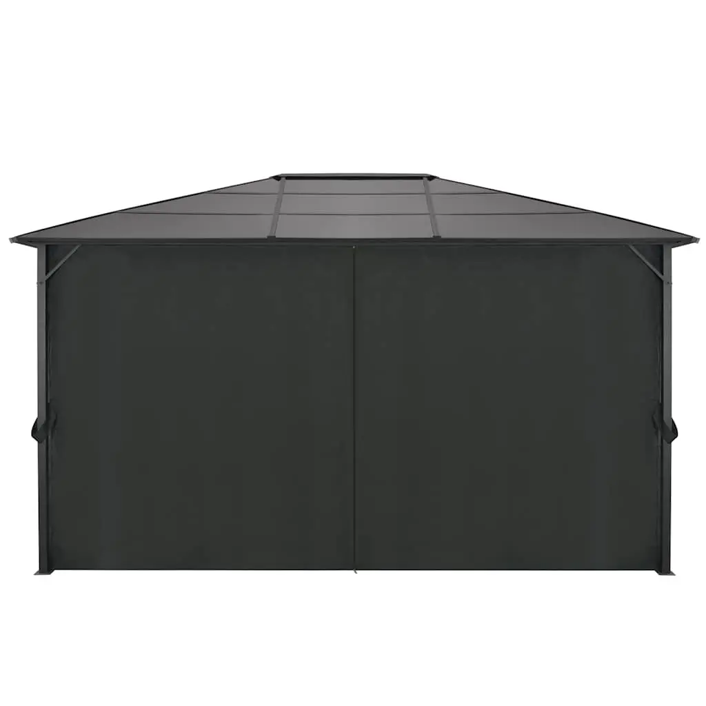 Gazebo 4x3x2.6m Outdoor Pavilion with Curtains UV-resistant PC Board Roof Aluminium Steel Frame Black