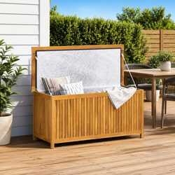 Teak Wood Garden Chest Bench 120x50x58 cm