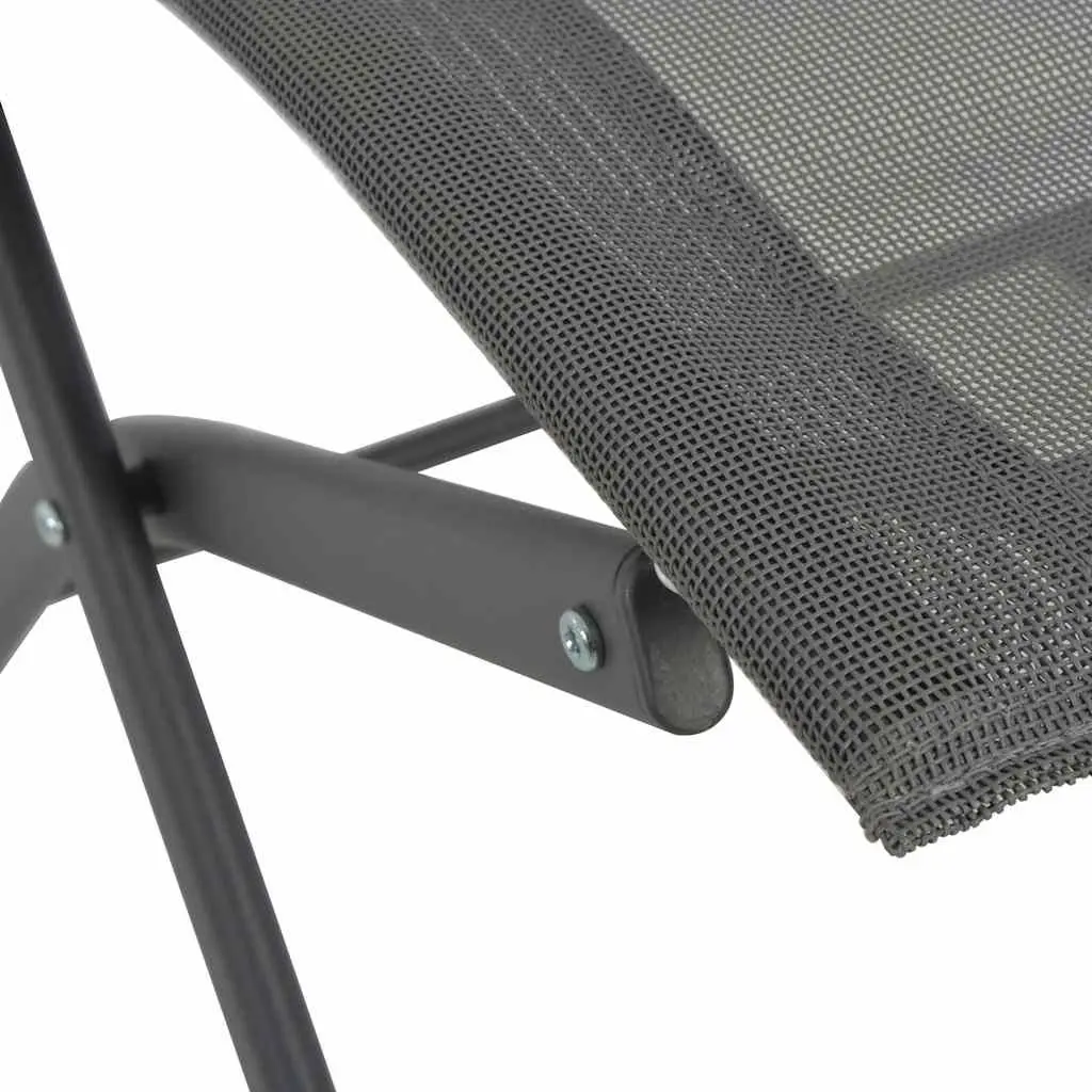 Folding Outdoor Chairs 2 pcs Grey Steel Frame Textilene Fabric Garden Seating