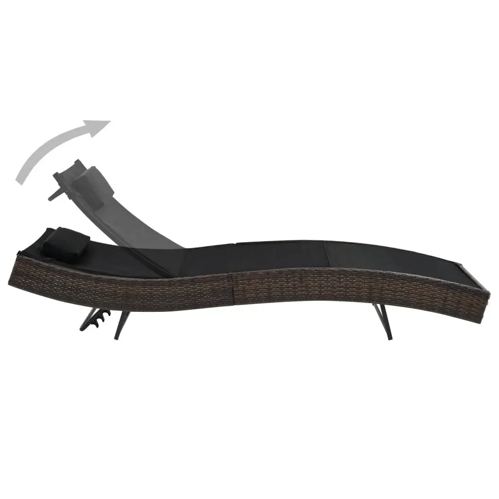 Sun Lounger Adjustable Backrest Outdoor Garden Patio Reclining Bed with Pillow
