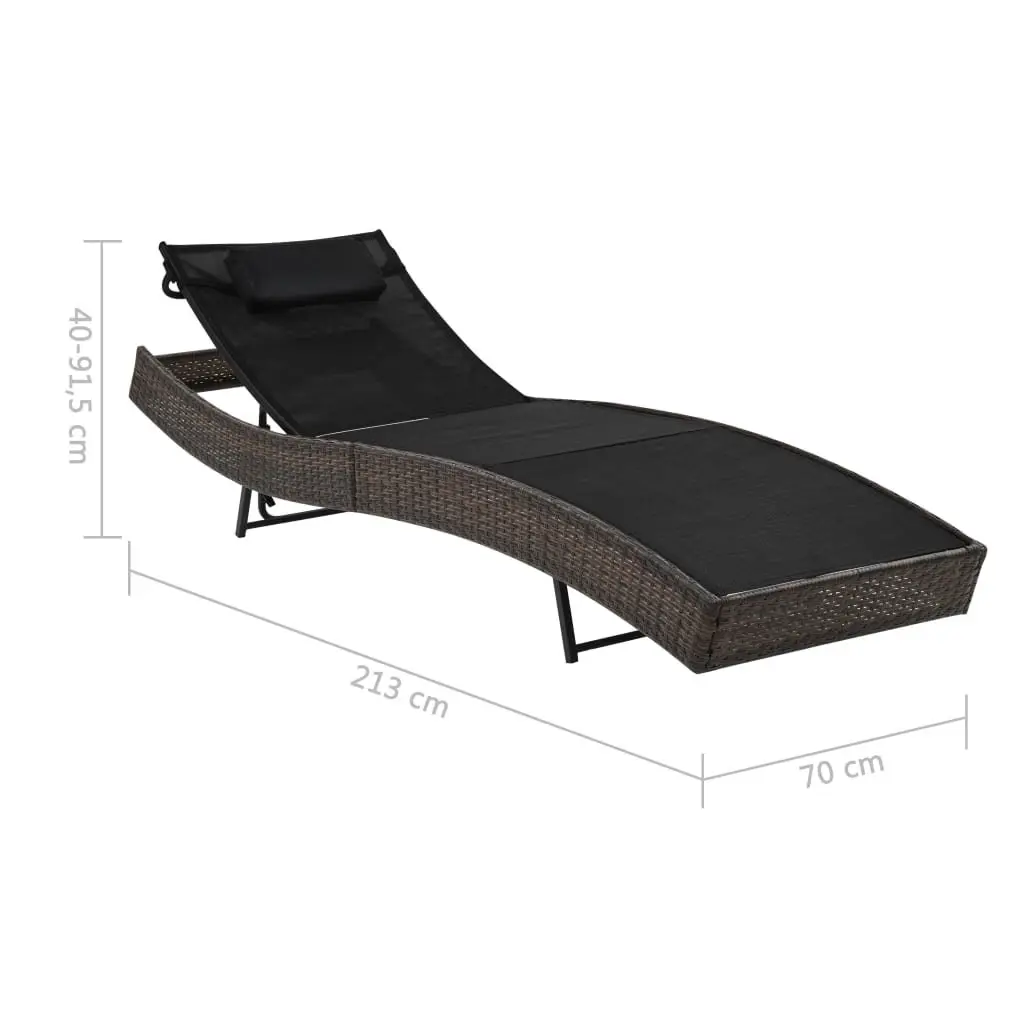 Sun Lounger Adjustable Backrest Outdoor Garden Patio Reclining Bed with Pillow