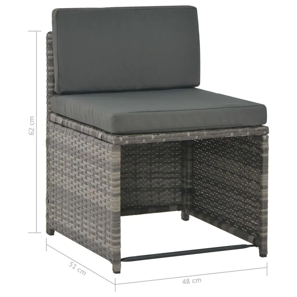 7 Piece Outdoor Dining Set Grey Poly Rattan Cushions