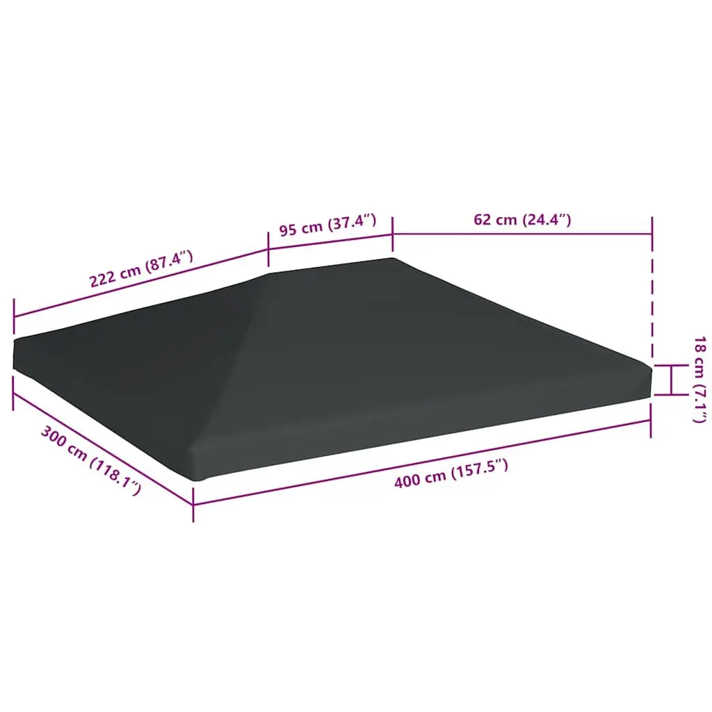 Gazebo Top Cover 4x3 m Water Resistant Polyester Canopy with Reinforced Corners