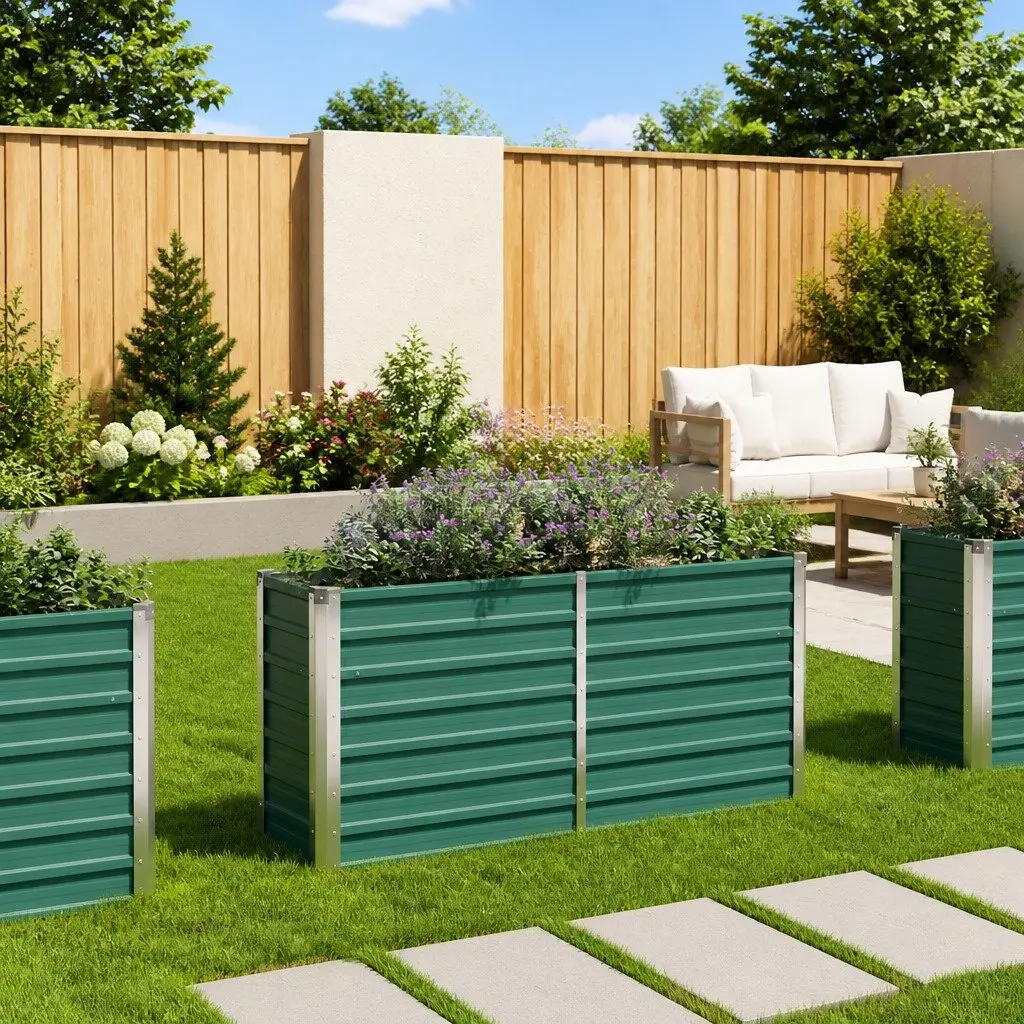 Raised Garden Bed 160 x 40 x 77 cm Metal Weather Resistant Planter Box for Vegetables Flowers Herbs