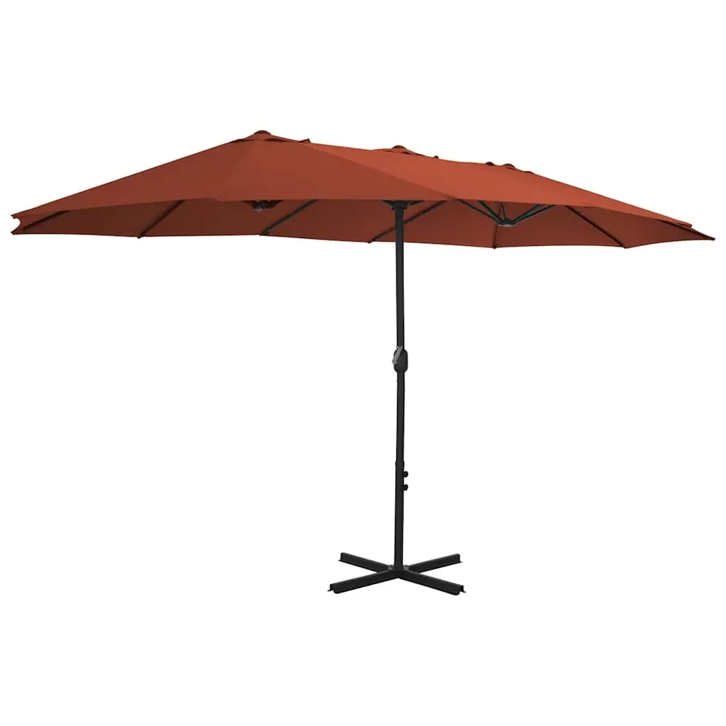 Garden Parasol 460x270 cm Double-Top UV Protective Polyester Crank Brown