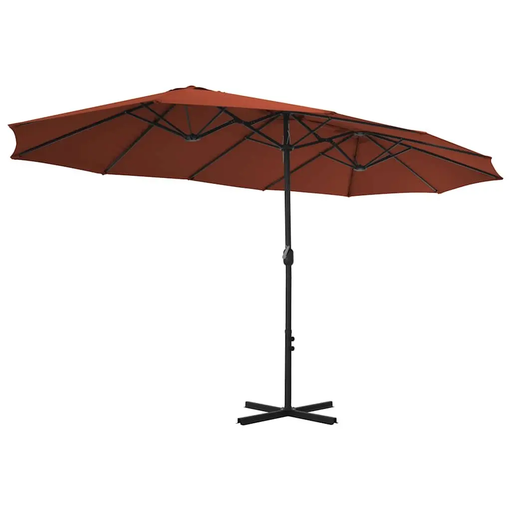 Garden Parasol 460x270 cm Double-Top UV Protective Polyester Crank Brown