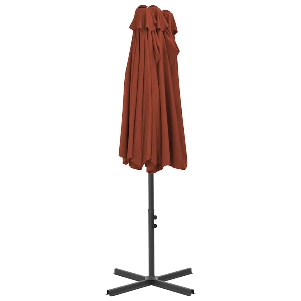 Garden Parasol 460x270 cm Double-Top UV Protective Polyester Crank Brown