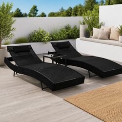 Enhance Your Outdoor Space with 2 Sun Loungers and Side Table
