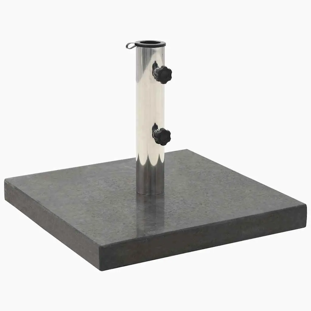 Square Black Granite Parasol Base Outdoor Umbrella Stand with Stainless Steel Tube for Stability and Easy Transport