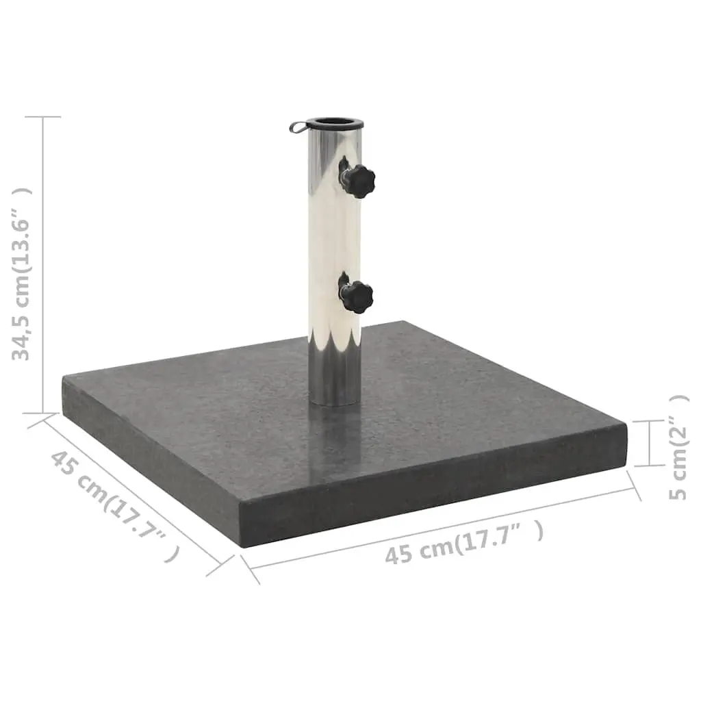 Square Black Granite Parasol Base Outdoor Umbrella Stand with Stainless Steel Tube for Stability and Easy Transport