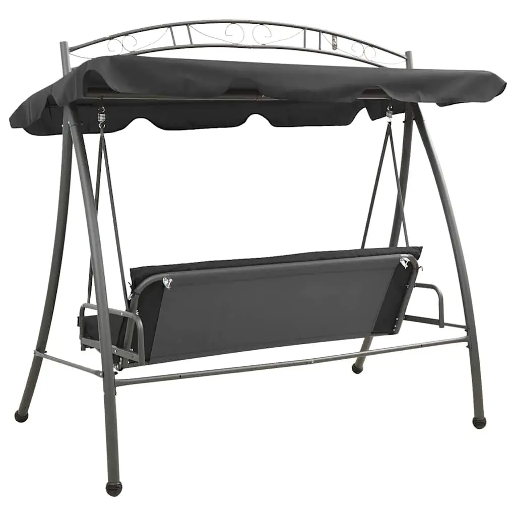Outdoor Convertible Swing Bench Canopy 198x120x205cm Anthracite Steel Porch