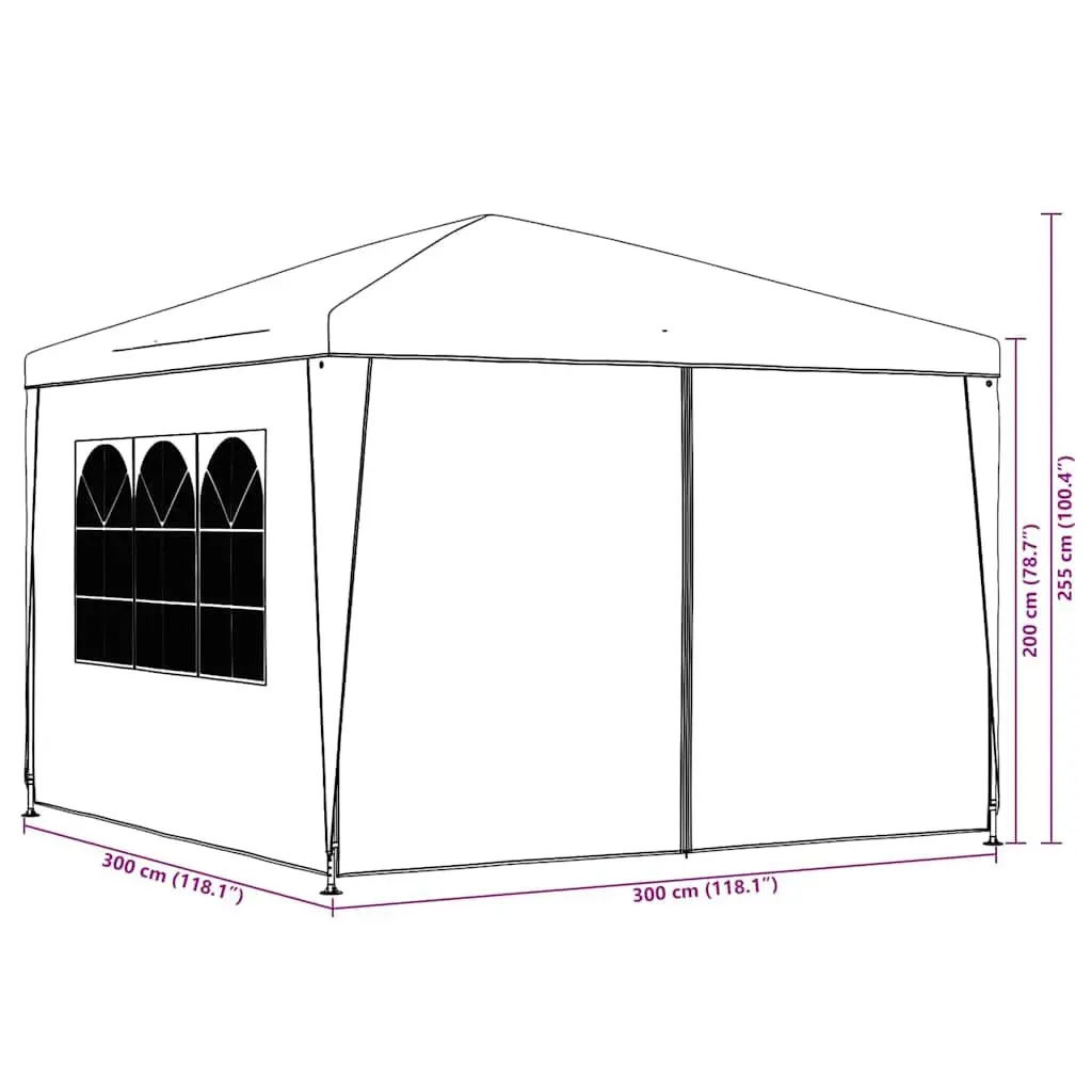 Party Tent 3x3 m White Outdoor Canopy Gazebo UV and Water-Resistant with Side Panels and Door