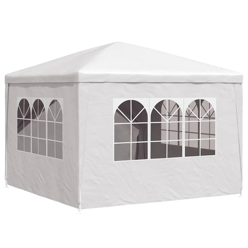 Party Tent 3x3 m White Outdoor Canopy Gazebo UV and Water-Resistant with Side Panels and Door