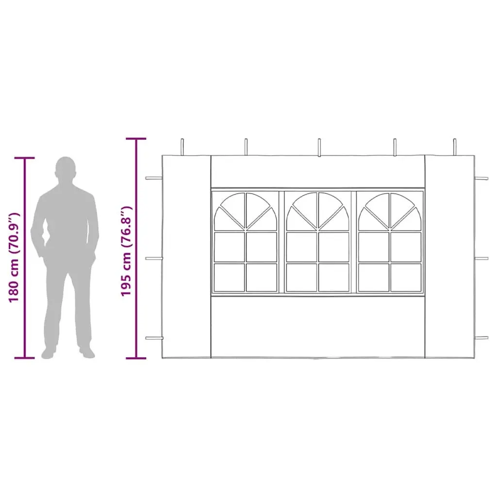 Marquee Tent Sidewall 300x300cm 2 Piece Weather-Resistant with Decorative Window for Outdoor Events