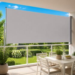 Patio Retractable Side Awning 160 x 300 cm Grey Outdoor Privacy Screen Shade