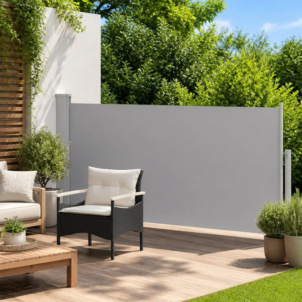 Retractable Side Awning 140 x 300 cm UV-proof Tear-resistant Water-resistant Grey