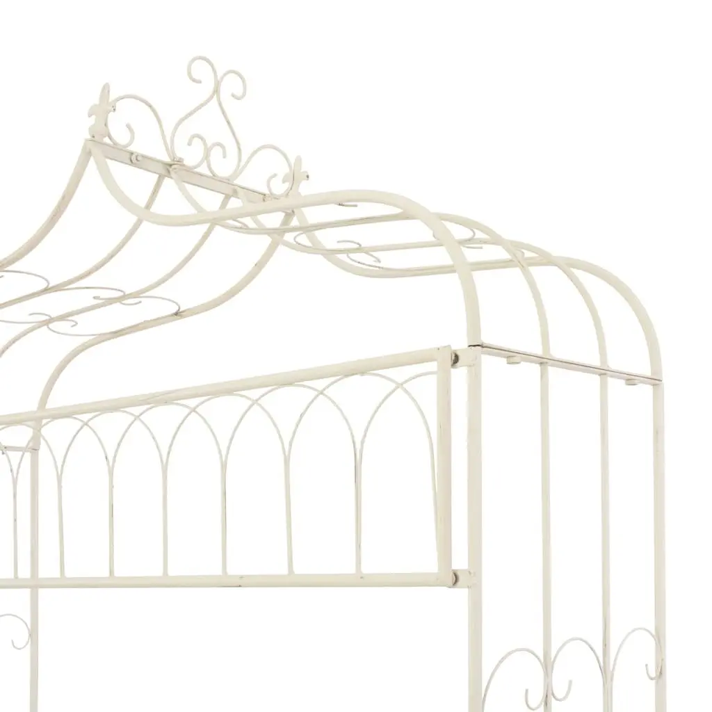 Outdoor Garden Bench 122cm Wrought Iron Antique Style White Seating