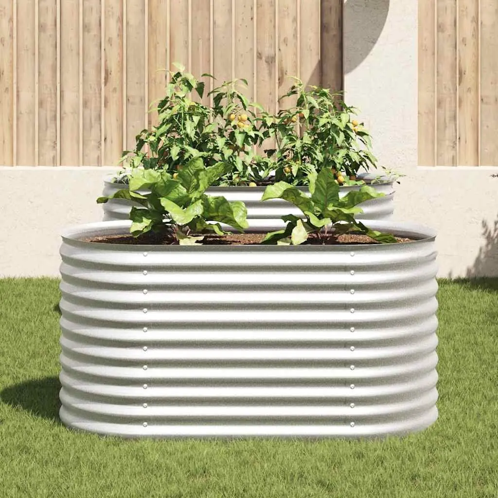 Raised Garden Bed 160x80x81 cm Galvanised Steel Outdoor Planter Box for Vegetables Herbs Flowers
