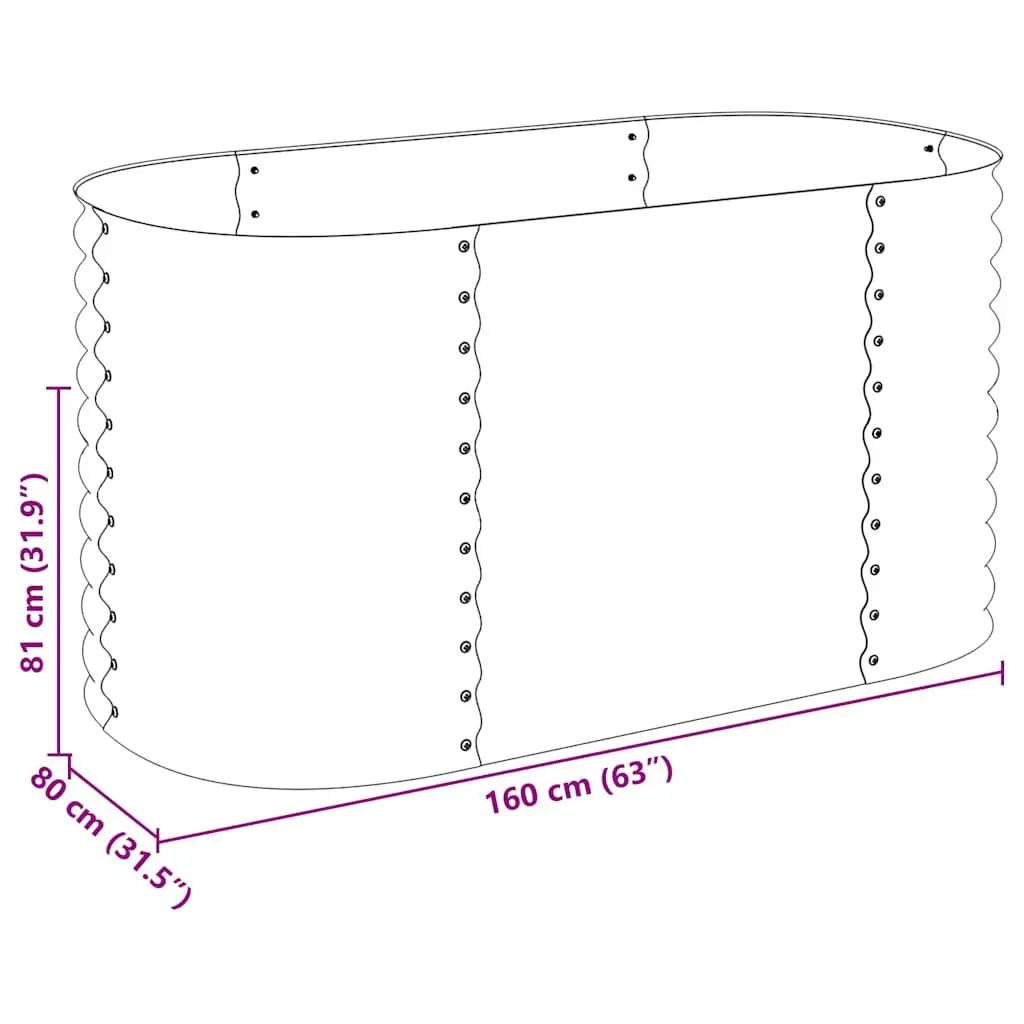 Raised Garden Bed 160x80x81 cm Galvanised Steel Outdoor Planter Box for Vegetables Herbs Flowers