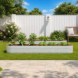 Stylish Galvanised Steel Planter for Gardens 400x80x44 cm