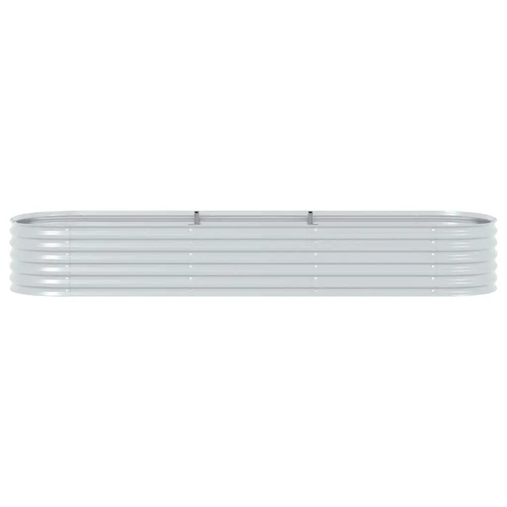 Raised Garden Bed 320x80x44cm Galvanised Steel Weather Resistant Silver