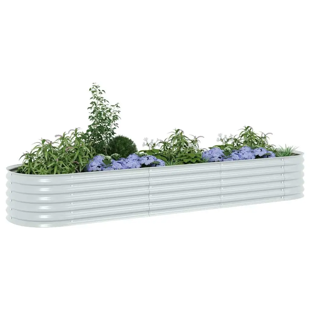 Raised Garden Bed 320x80x44cm Galvanised Steel Weather Resistant Silver