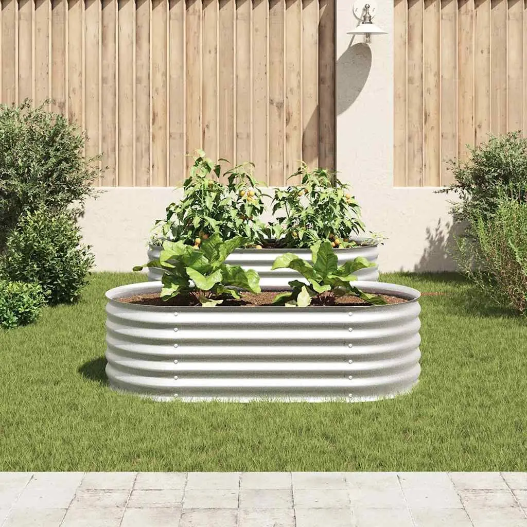 Galvanised Steel Raised Garden Bed 160x80x44 cm Weather Resistant Outdoor Planter