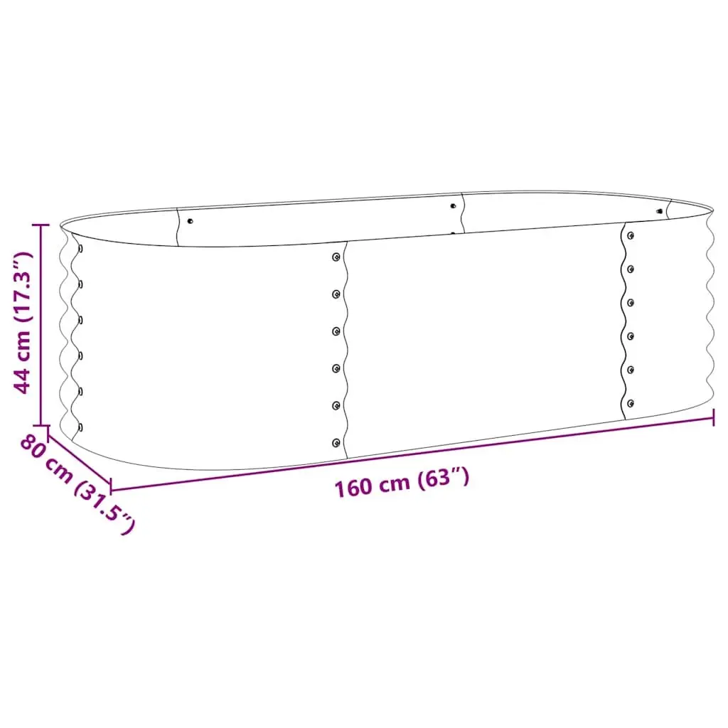 Galvanised Steel Raised Garden Bed 160x80x44 cm Weather Resistant Outdoor Planter