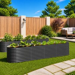 Spacious Galvanised Steel Planter for Your Outdoor Space