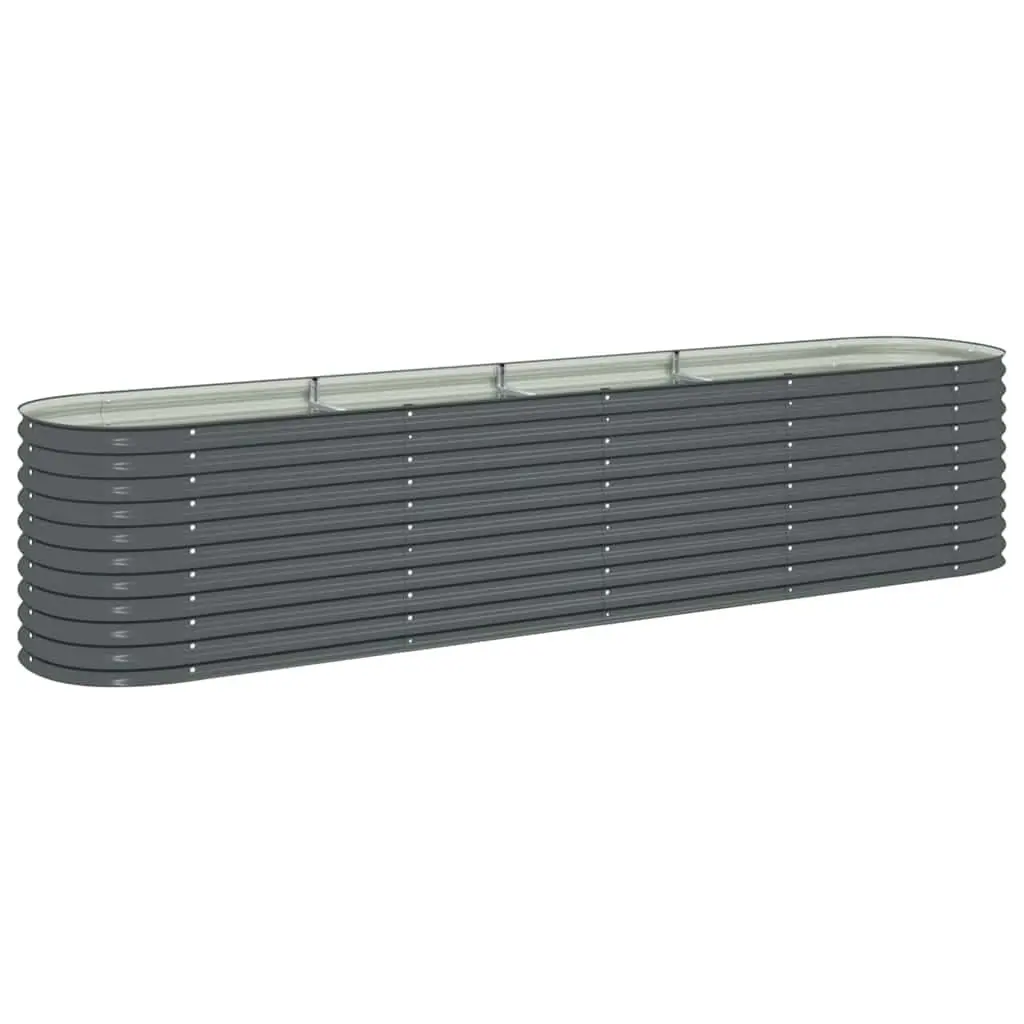 Garden Raised Bed 400x80x81 cm Galvanised Steel Deep Spacious Planter Grey