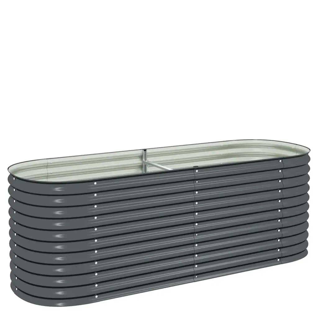 Garden Raised Bed 240x80x81 cm Galvanised Steel Planter Outdoor Grey