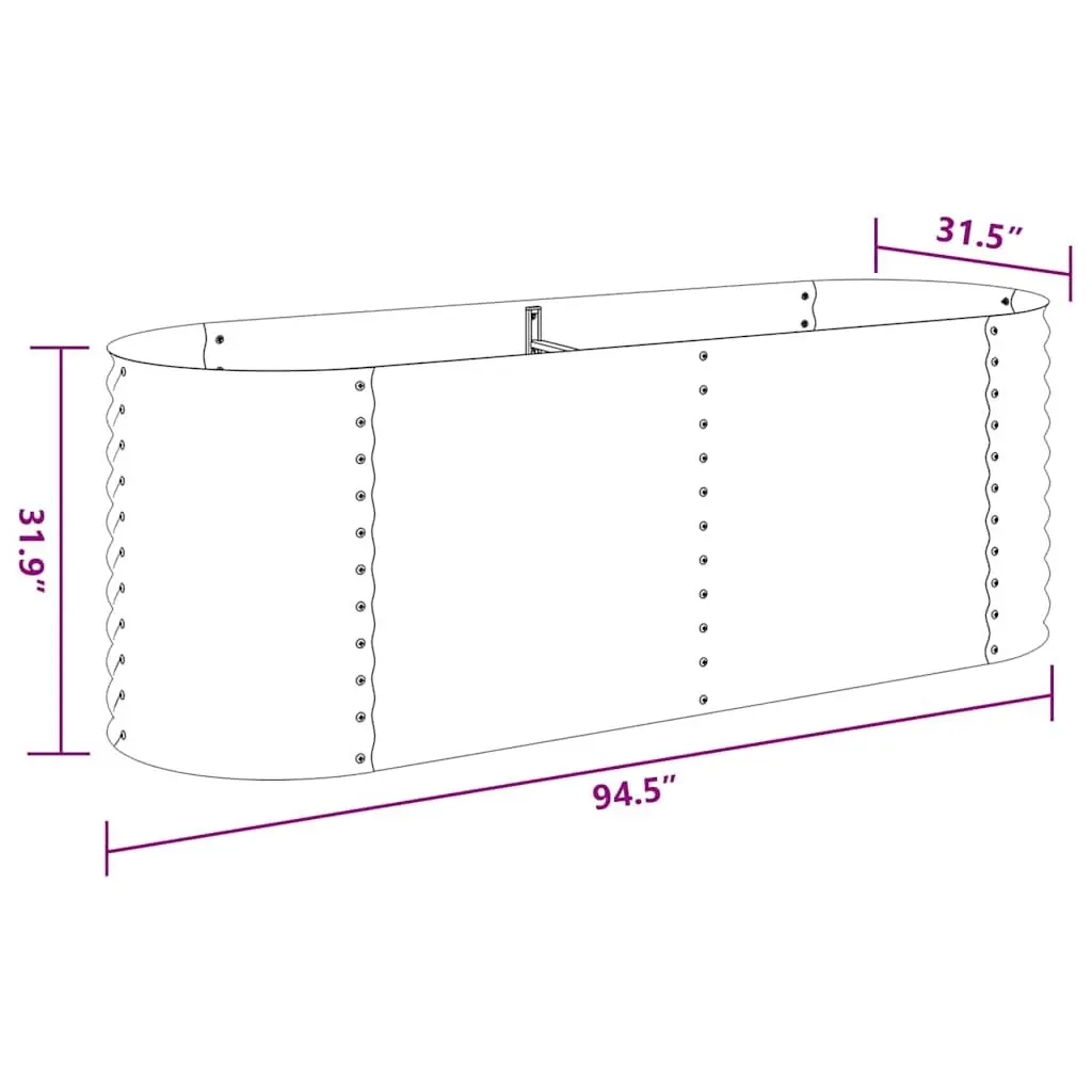 Garden Raised Bed 240x80x81 cm Galvanised Steel Planter Outdoor Grey